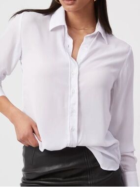 NWT Rochelle Behrens button down white shirt "The Shirt" XL 100% polyester